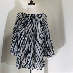 Chico Zebra long sleeve sheer top; New w/tag Size3